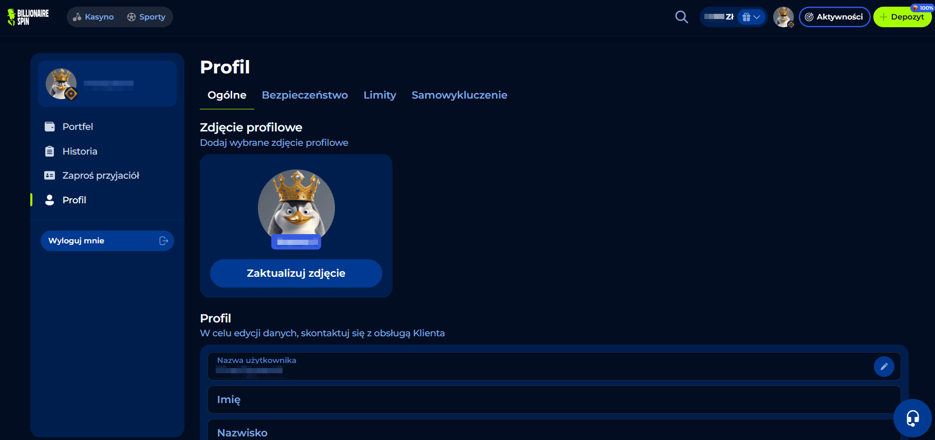 billionairespin profil gracza