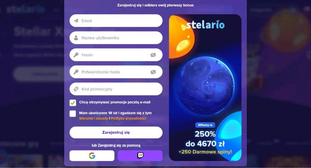 stelario casino rejestracja
